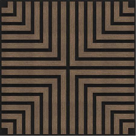 Mexen Linea 02 panneau mural acoustique 60 x 60 cm (4 pièces), feutre 9 mm, placage technique, Noyer Foncé - S110-60607-02-044