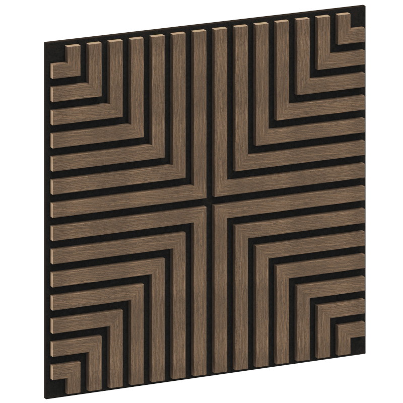 Mexen Linea 02 panneau mural acoustique 60 x 60 cm (4 pièces), feutre 9 mm, placage technique, Noyer Foncé - S110-60607-02-044