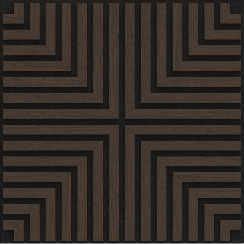 Mexen Linea 02 Panneau mural acoustique 60 x 60 cm (4 pcs), feutre 9 mm, placage technique, Chêne Mocca - S110-60607-02-045