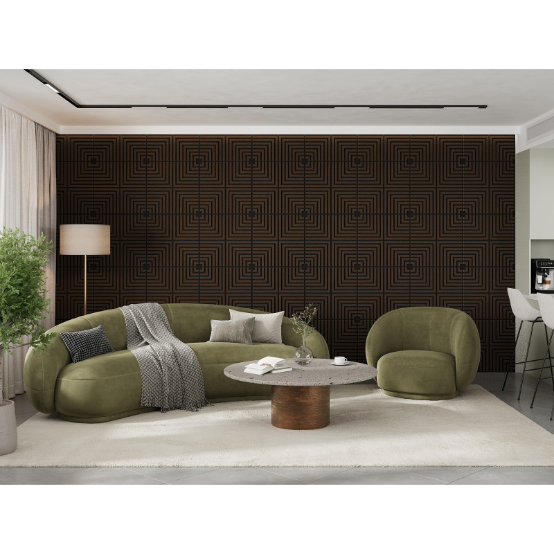 Mexen Linea 02 Panneau mural acoustique 60 x 60 cm (4 pcs), feutre 9 mm, placage technique, Chêne Mocca - S110-60607-02-045