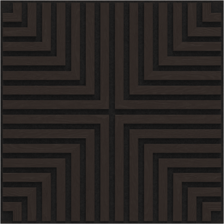 Mexen Linea 02 panneau mural acoustique 60 x 60 cm (4 pièces), feutre 9 mm, placage technique, Chêne Noir - S110-60607-02-046
