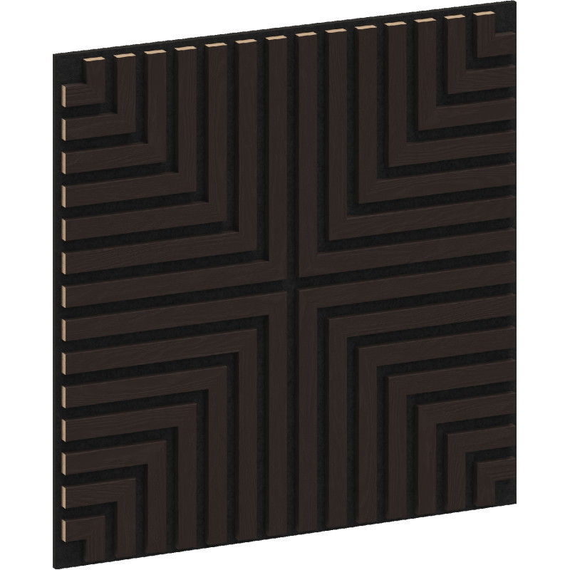 Mexen Linea 02 panneau mural acoustique 60 x 60 cm (4 pièces), feutre 9 mm, placage technique, Chêne Noir - S110-60607-02-046
