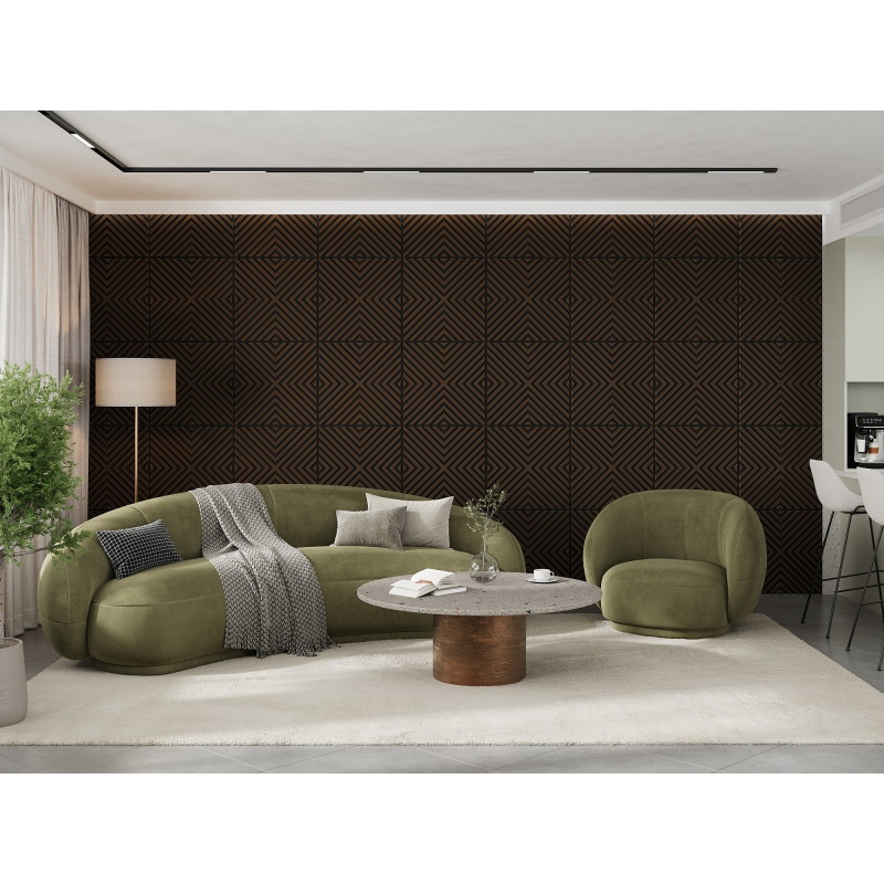 Mexen Linea 01 panneau mural acoustique 60 x 60 cm (4 pièces), feutre 9 mm, placage technique, Chêne Mocca - S110-60607-01-045