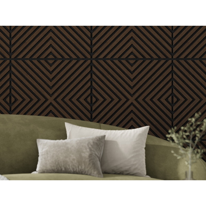Mexen Linea 01 panneau mural acoustique 60 x 60 cm (4 pièces), feutre 9 mm, placage technique, Chêne Mocca - S110-60607-01-045