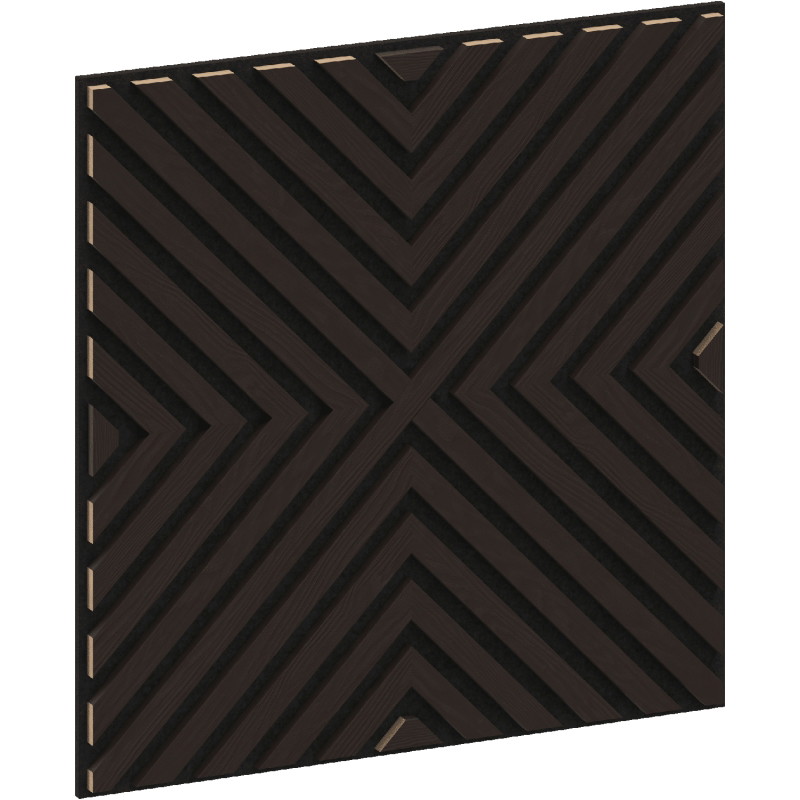 Mexen Linea 01 panneau mural acoustique 60 x 60 cm (4 pièces), feutre 9 mm, placage technique, Chêne Noir - S110-60607-01-046