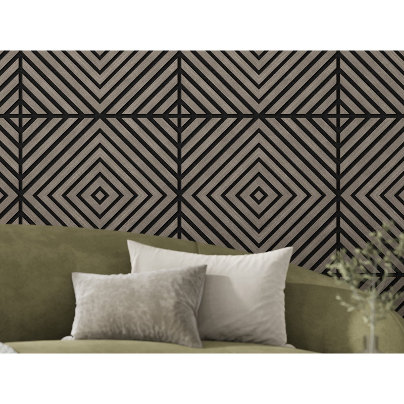 Mexen Linea 03 panneau mural acoustique 60 x 60 cm (4pcs), feutre 9 mm, placage technique, Chêne Gris - S110-60607-03-043