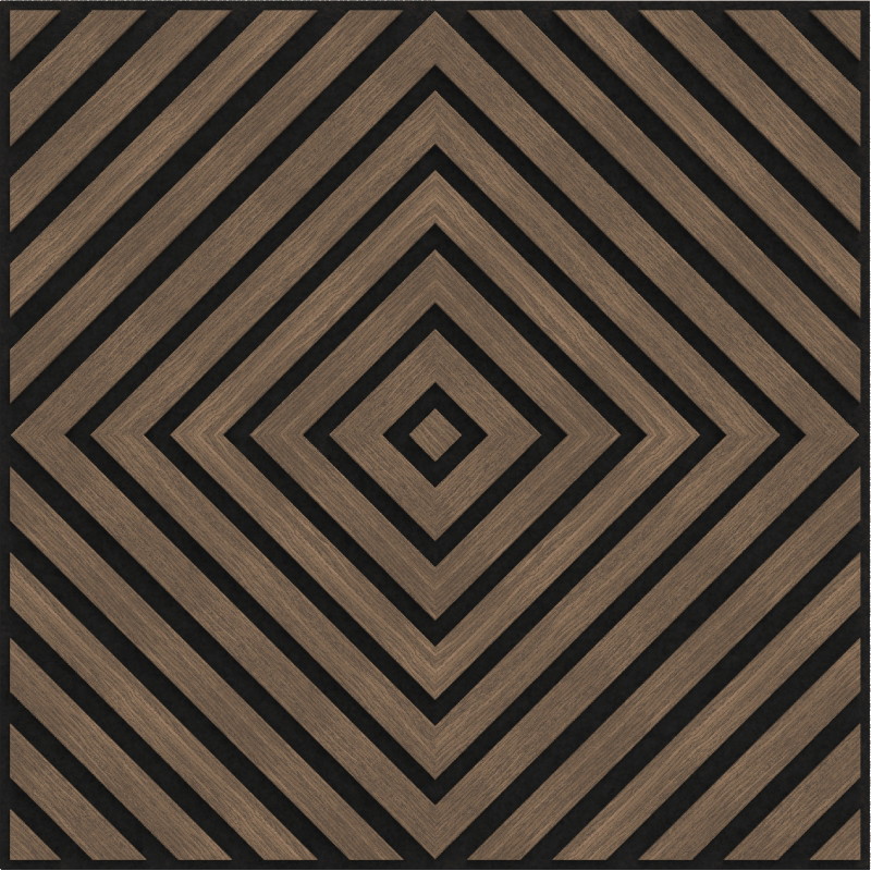 Mexen Linea 03 panneau mural acoustique 60 x 60 cm (4 pièces), feutre 9 mm, placage technique, Noyer Foncé - S110-60607-03-044