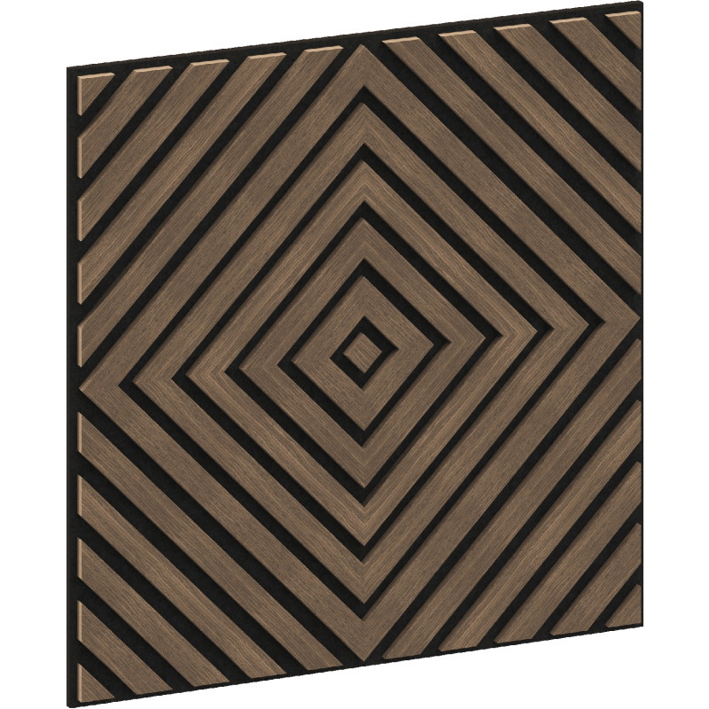 Mexen Linea 03 panneau mural acoustique 60 x 60 cm (4 pièces), feutre 9 mm, placage technique, Noyer Foncé - S110-60607-03-044