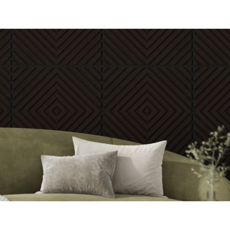 Mexen Linea 03 panneau mural acoustique 60 x 60 cm (4pcs.), feutre 9 mm, placage technique, Chêne Noir - S110-60607-03-046