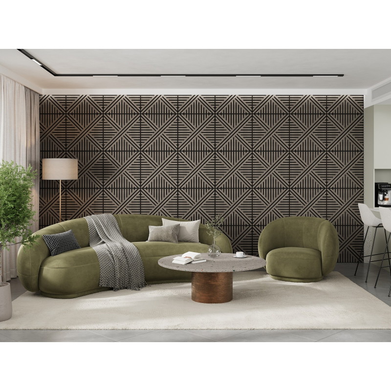 Mexen Linea 05 panneau mural acoustique 60 x 60 cm (4pcs), feutre 9 mm, placage technique, Chêne Gris - S110-60607-05-043