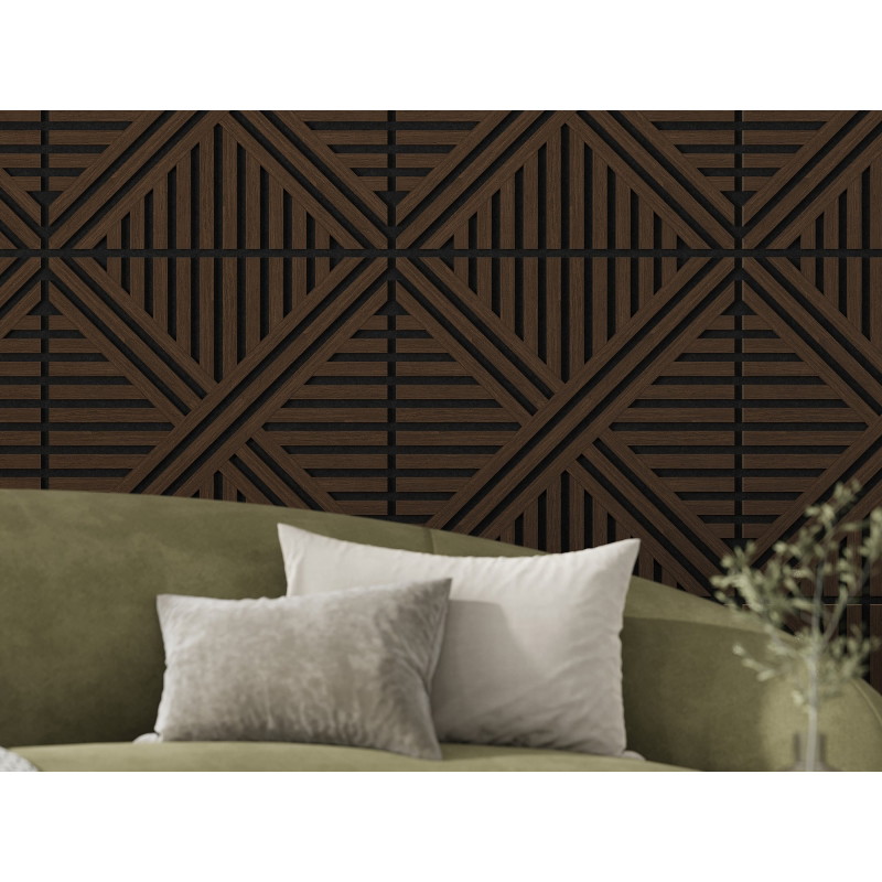 Mexen Linea 05 panneau mural acoustique 60 x 60 cm (4 pcs), feutre 9 mm, placage technique, Chêne Mocca - S110-60607-05-045
