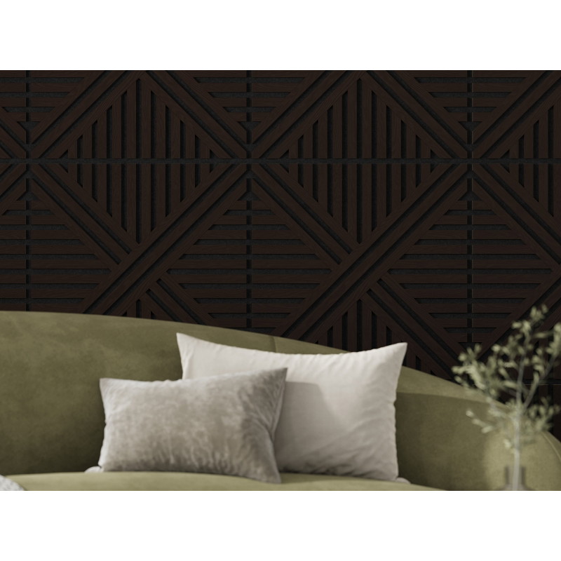 Mexen Linea 05 panneau mural acoustique 60 x 60 cm (4pcs), feutre 9 mm, placage technique, Chêne Noir - S110-60607-05-046