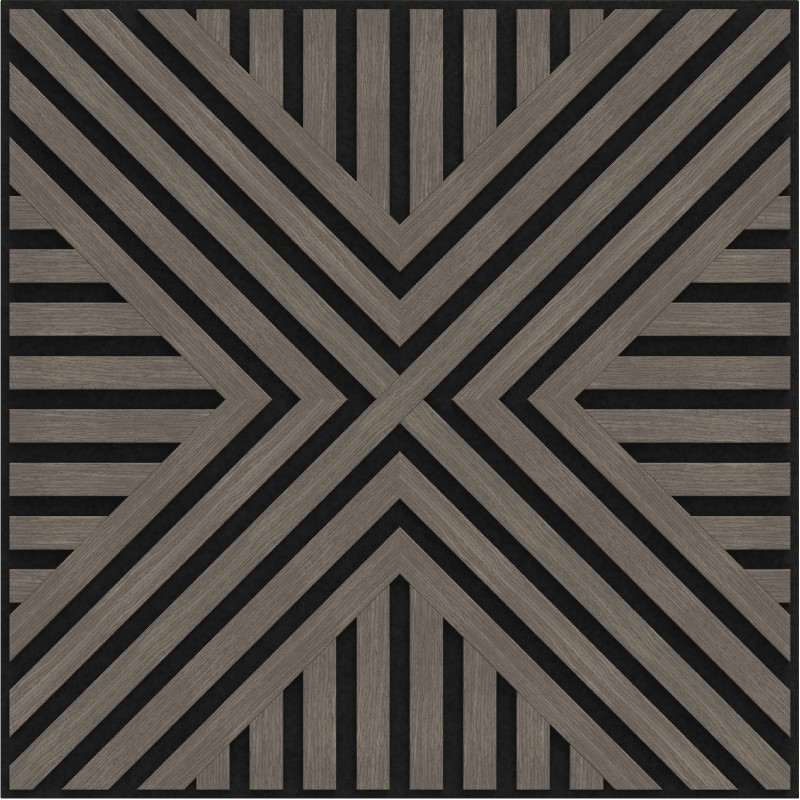 Mexen Linea 06 panneau mural acoustique 60 x 60 cm (4pcs), feutre 9 mm, placage technique, Chêne Gris - S110-60607-06-043