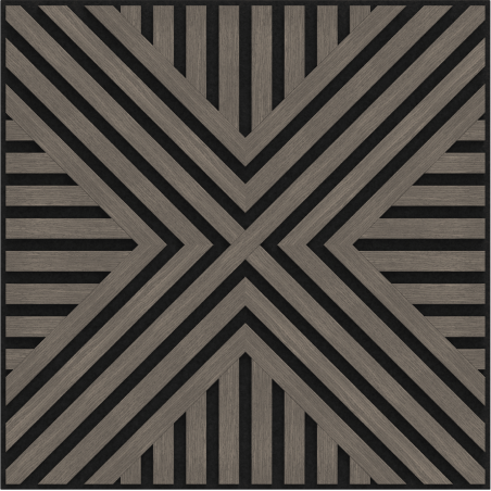 Mexen Linea 06 panneau mural acoustique 60 x 60 cm (4pcs), feutre 9 mm, placage technique, Chêne Gris - S110-60607-06-043