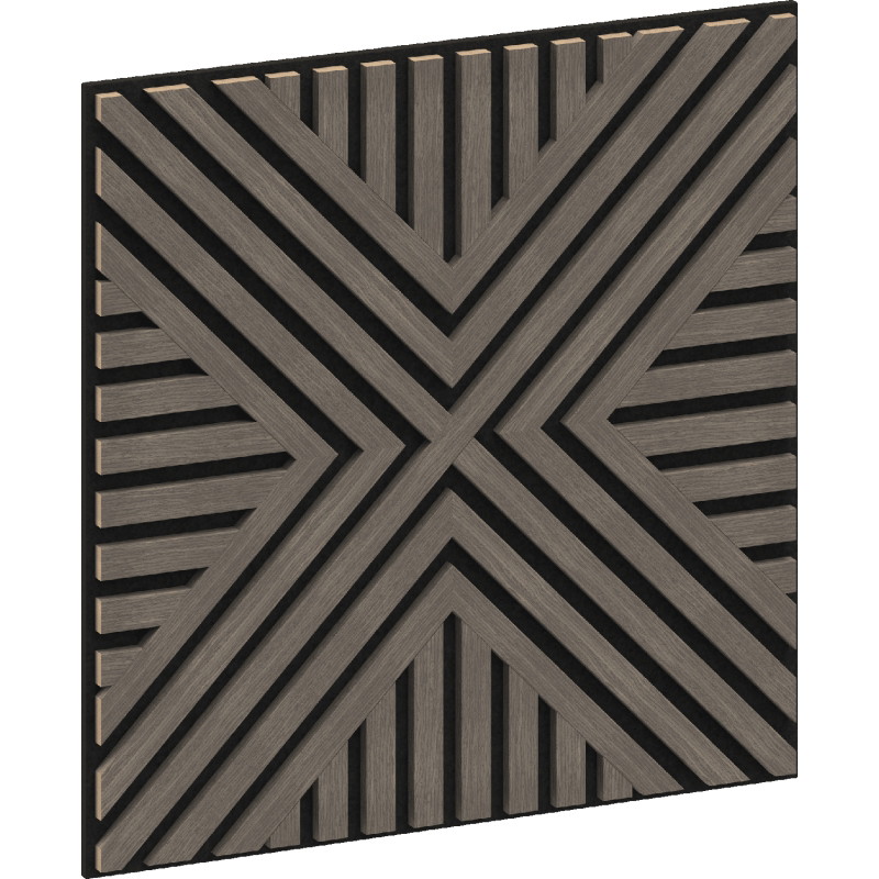 Mexen Linea 06 panneau mural acoustique 60 x 60 cm (4pcs), feutre 9 mm, placage technique, Chêne Gris - S110-60607-06-043