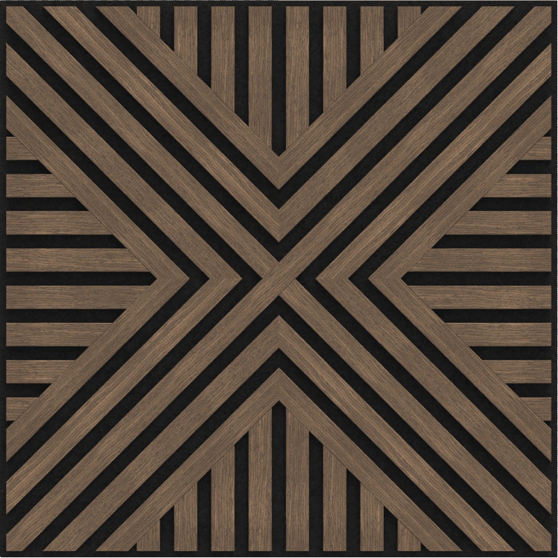 Mexen Linea 06 panneau mural acoustique 60 x 60 cm (4 pièces), feutre 9 mm, placage technique, Noyer Foncé - S110-60607-06-044