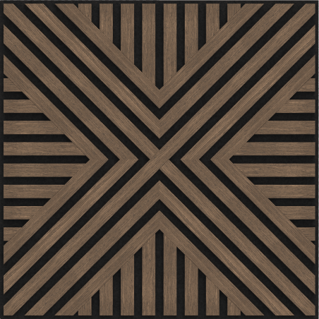 Mexen Linea 06 panneau mural acoustique 60 x 60 cm (4 pièces), feutre 9 mm, placage technique, Noyer Foncé - S110-60607-06-044
