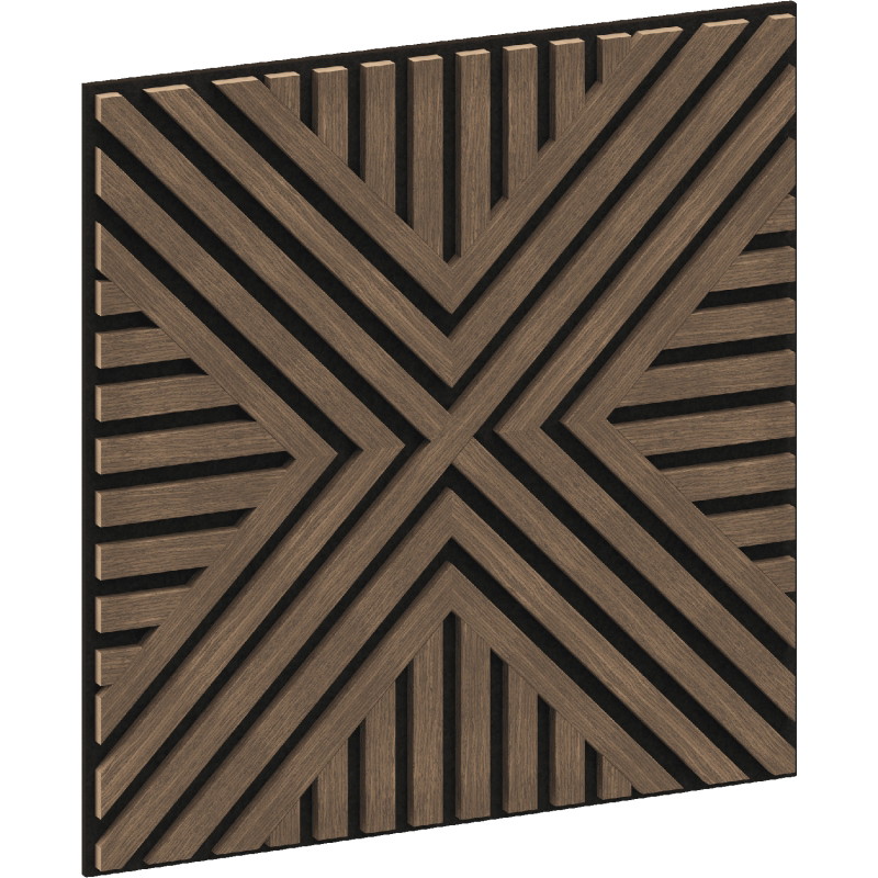 Mexen Linea 06 panneau mural acoustique 60 x 60 cm (4 pièces), feutre 9 mm, placage technique, Noyer Foncé - S110-60607-06-044