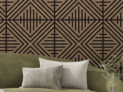 Mexen Linea 06 panneau mural acoustique 60 x 60 cm (4 pièces), feutre 9 mm, placage technique, Noyer Foncé - S110-60607-06-044