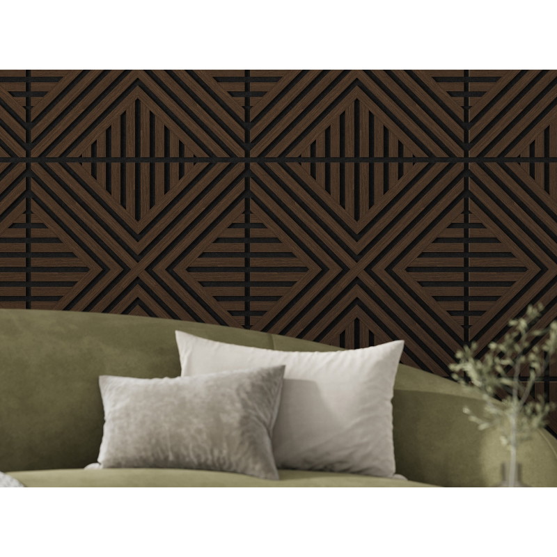 Mexen Linea 06 panneau mural acoustique 60 x 60 cm (4pcs), feutre 9 mm, placage technique, Chêne Mocca - S110-60607-06-045