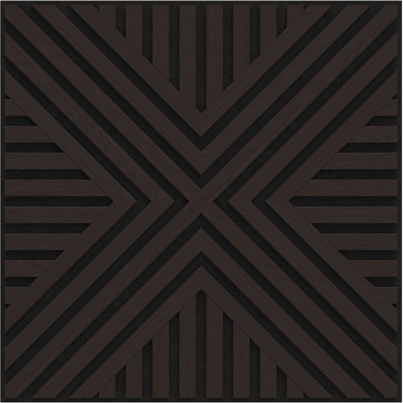 Mexen Linea 06 panneau mural acoustique 60 x 60 cm (4pcs), feutre 9 mm, placage technique, Chêne Noir - S110-60607-06-046