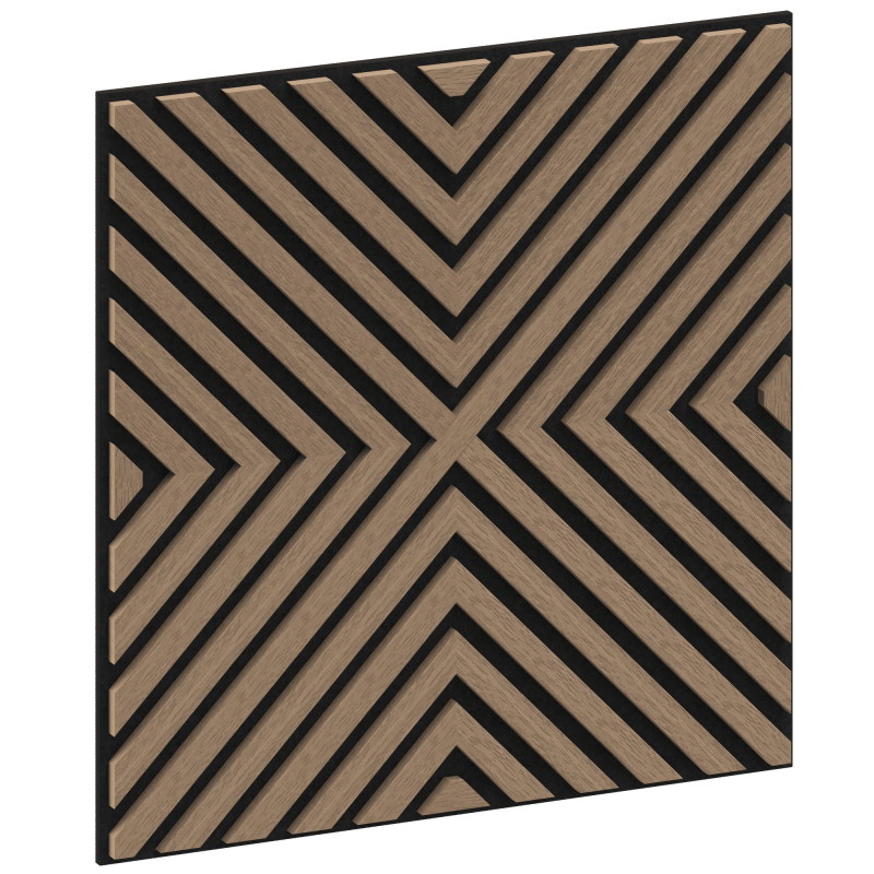 Mexen Linea 01 panneau mural acoustique 60 x 60 cm (4pcs), feutre 9 mm, placage technique, Noyer Clair - S110-60607-01-047