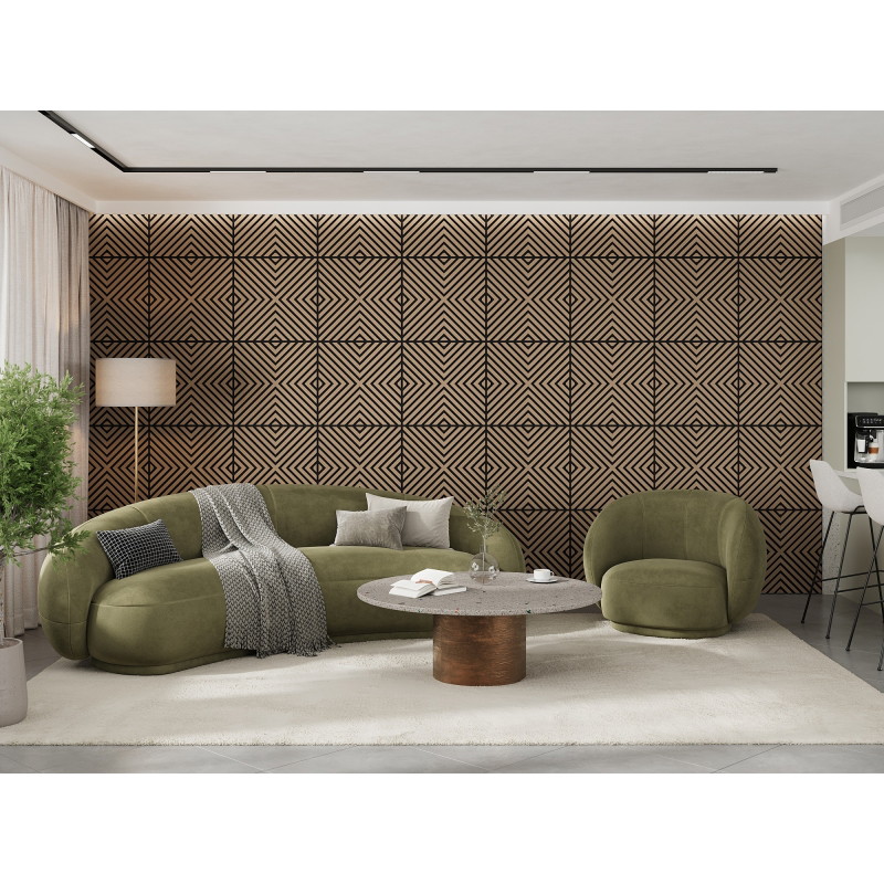 Mexen Linea 01 panneau mural acoustique 60 x 60 cm (4pcs), feutre 9 mm, placage technique, Noyer Clair - S110-60607-01-047