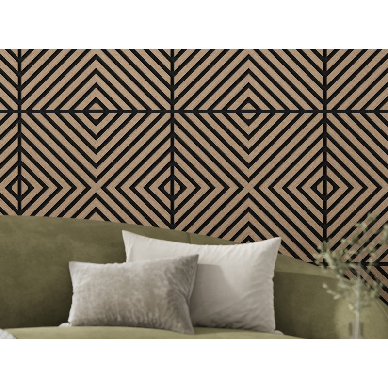 Mexen Linea 01 panneau mural acoustique 60 x 60 cm (4pcs), feutre 9 mm, placage technique, Noyer Clair - S110-60607-01-047