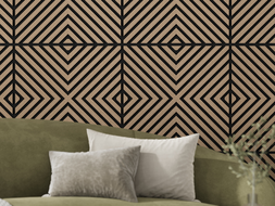 Mexen Linea 01 panneau mural acoustique 60 x 60 cm (4pcs), feutre 9 mm, placage technique, Noyer Clair - S110-60607-01-047