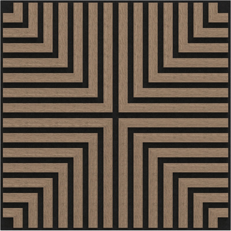 Mexen Linea 02 panneau mural acoustique 60 x 60 cm (4 pièces), feutre 9 mm, placage technique, Noyer Clair - S110-60607-02-047