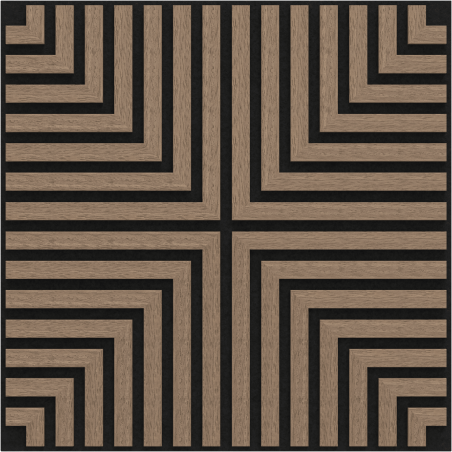 Mexen Linea 02 panneau mural acoustique 60 x 60 cm (4 pièces), feutre 9 mm, placage technique, Noyer Clair - S110-60607-02-047