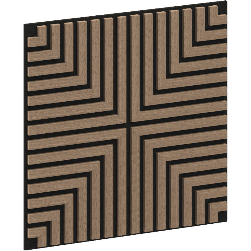 Mexen Linea 02 panneau mural acoustique 60 x 60 cm (4 pièces), feutre 9 mm, placage technique, Noyer Clair - S110-60607-02-047