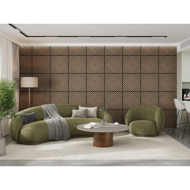 Mexen Linea 03 panneau mural acoustique 60 x 60 cm (4pcs), feutre 9 mm, placage technique, Noyer Clair - S110-60607-03-047