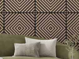 Mexen Linea 03 panneau mural acoustique 60 x 60 cm (4pcs), feutre 9 mm, placage technique, Noyer Clair - S110-60607-03-047