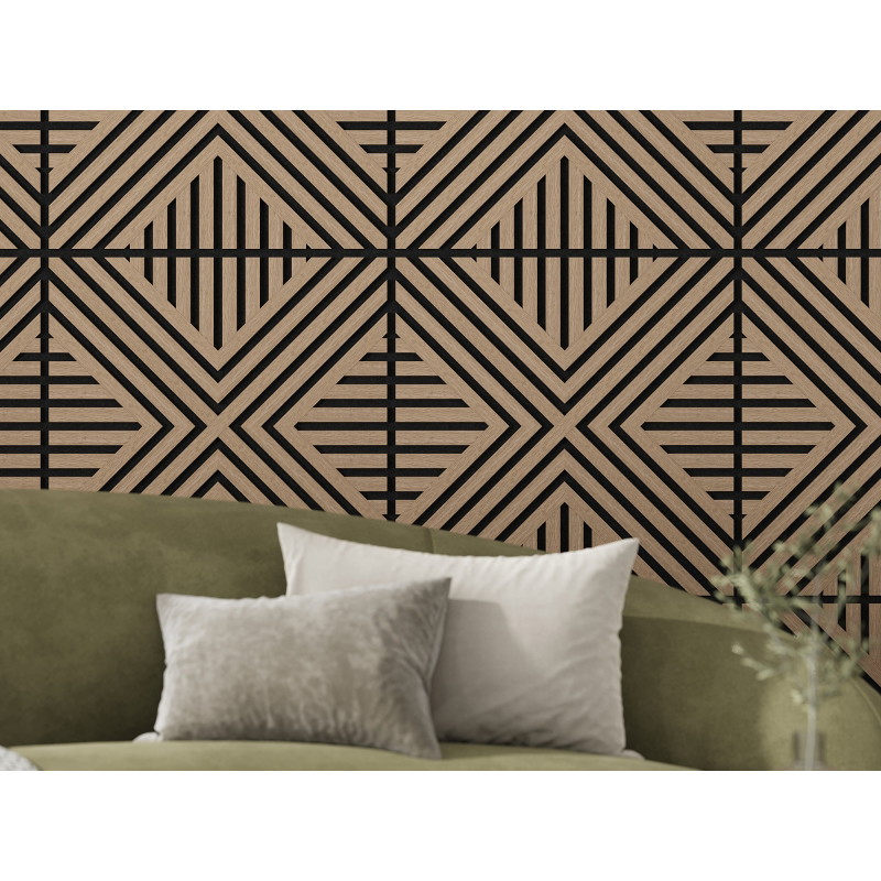 Mexen Linea 06 panneau mural acoustique 60 x 60 cm (4 pièces), feutre 9 mm, placage technique, Noyer Clair - S110-60607-06-047