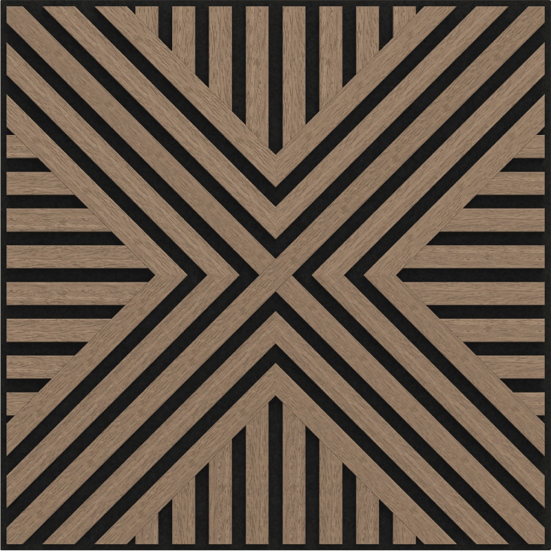 Mexen Linea 06 panneau mural acoustique 60 x 60 cm (4 pièces), feutre 9 mm, placage technique, Noyer Clair - S110-60607-06-047