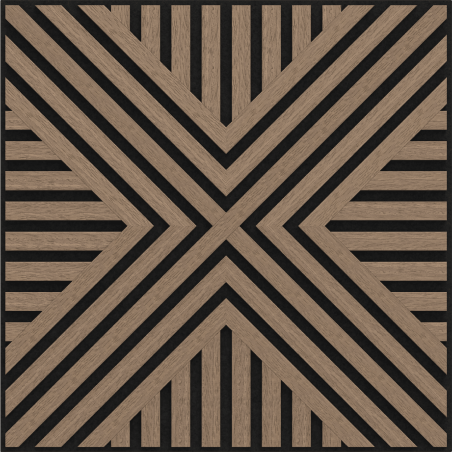 Mexen Linea 06 panneau mural acoustique 60 x 60 cm (4 pièces), feutre 9 mm, placage technique, Noyer Clair - S110-60607-06-047