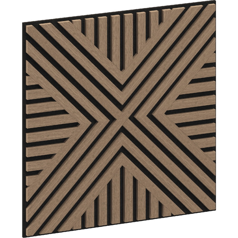 Mexen Linea 06 panneau mural acoustique 60 x 60 cm (4 pièces), feutre 9 mm, placage technique, Noyer Clair - S110-60607-06-047