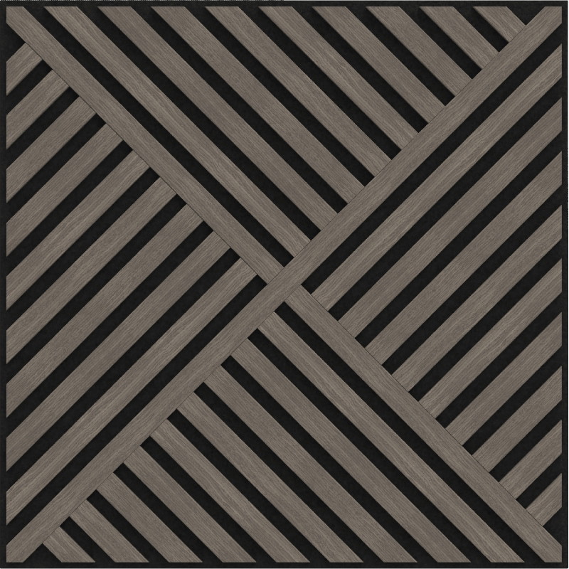 Mexen Linea 08 panneau mural acoustique 60 x 60 cm (4 pièces), feutre 9 mm, placage technique, Chêne Gris - S110-60607-08-043