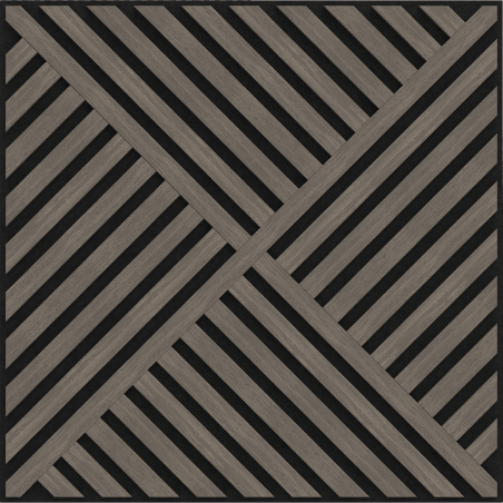 Mexen Linea 08 panneau mural acoustique 60 x 60 cm (4 pièces), feutre 9 mm, placage technique, Chêne Gris - S110-60607-08-043