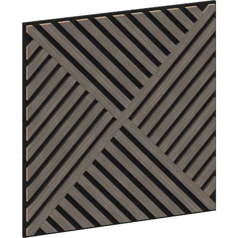 Mexen Linea 08 panneau mural acoustique 60 x 60 cm (4 pièces), feutre 9 mm, placage technique, Chêne Gris - S110-60607-08-043