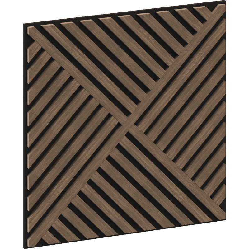 Mexen Linea 08 panneau mural acoustique 60 x 60 cm (4 pièces), feutre 9 mm, placage technique, Noyer Foncé - S110-60607-08-044