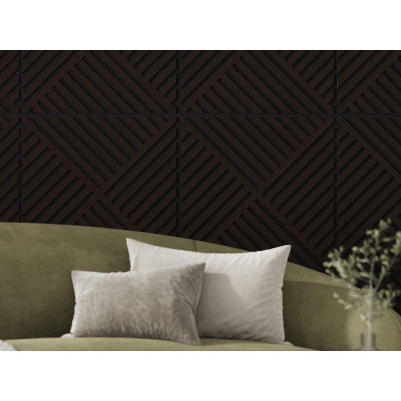Mexen Linea 08 panneau mural acoustique 60 x 60 cm (4 pcs), feutre 9 mm, placage technique, Chêne Noir - S110-60607-08-046