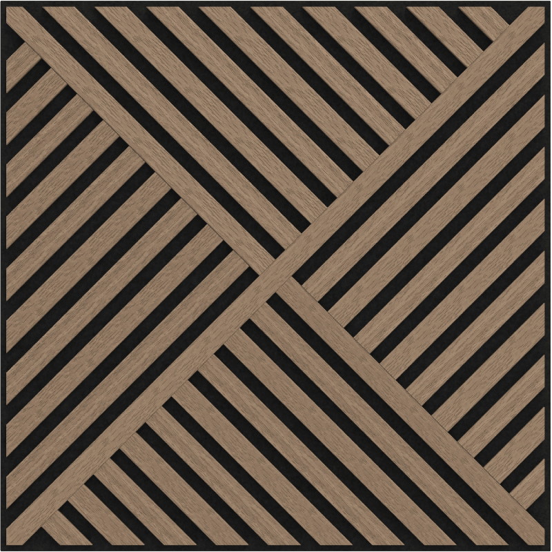 Mexen Linea 08 panneau mural acoustique 60 x 60 cm (4 pcs), feutre 9 mm, placage technique, Noyer Clair - S110-60607-08-047