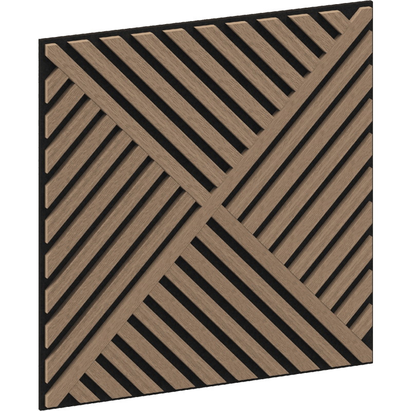 Mexen Linea 08 panneau mural acoustique 60 x 60 cm (4 pcs), feutre 9 mm, placage technique, Noyer Clair - S110-60607-08-047
