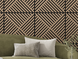 Mexen Linea 08 panneau mural acoustique 60 x 60 cm (4 pcs), feutre 9 mm, placage technique, Noyer Clair - S110-60607-08-047