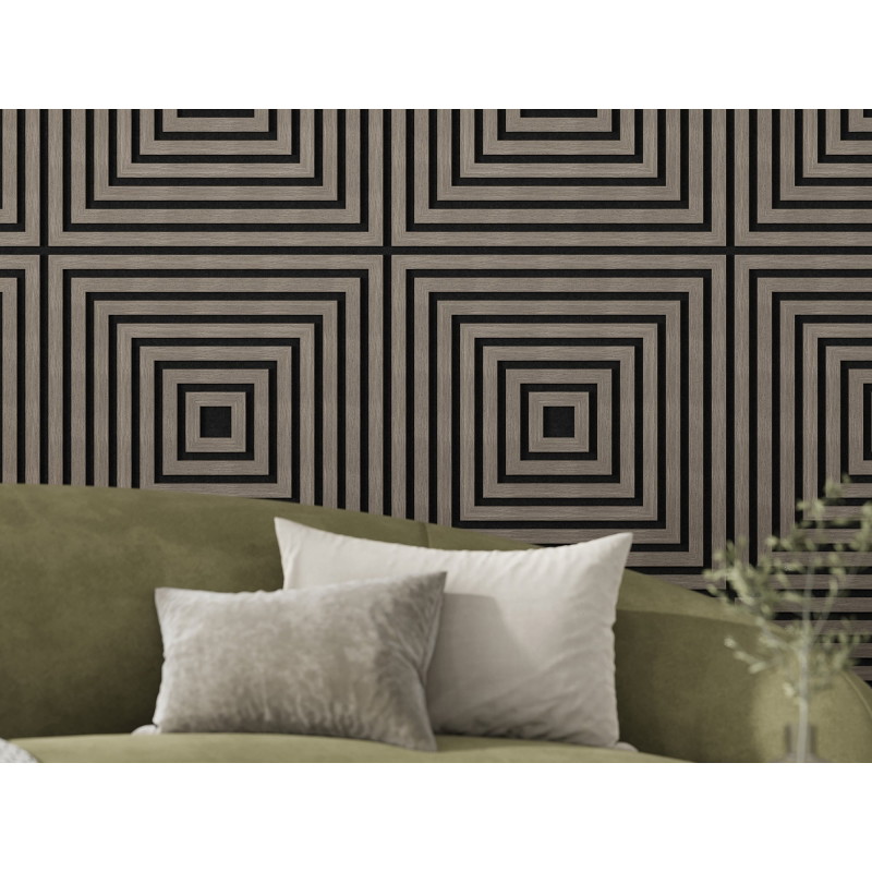 Mexen Linea 13 panneau mural acoustique 60 x 60 cm (4pcs), feutre 9 mm, placage technique, Chêne Gris - S110-60607-13-043