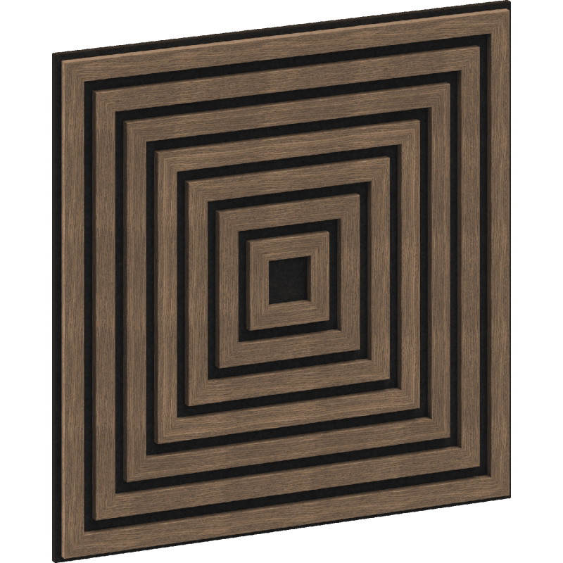 Mexen Linea 13 panneau mural acoustique 60 x 60 cm (4 pcs), feutre 9 mm, placage technique, Noyer Foncé - S110-60607-13-044
