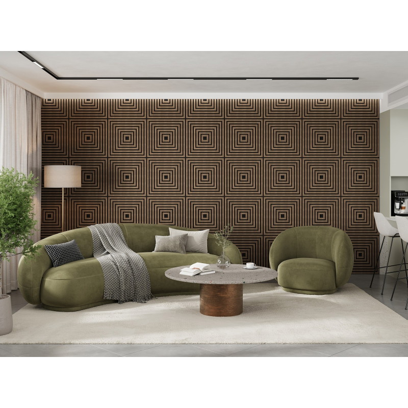 Mexen Linea 13 panneau mural acoustique 60 x 60 cm (4 pcs), feutre 9 mm, placage technique, Noyer Foncé - S110-60607-13-044