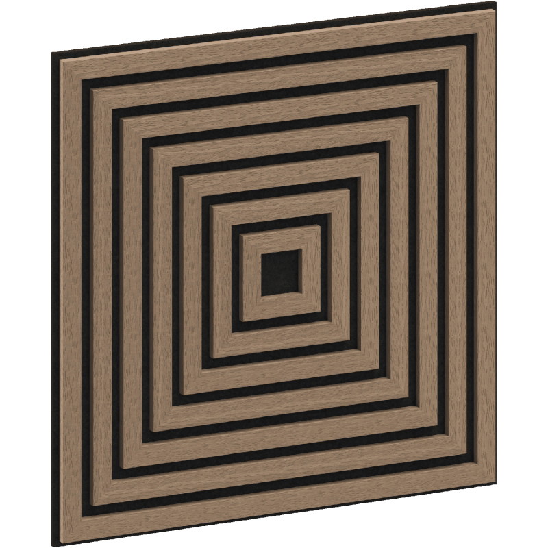 Mexen Linea 13 panneau mural acoustique 60 x 60 cm (4 pièces), feutre 9 mm, placage technique, Noyer Clair - S110-60607-13-047